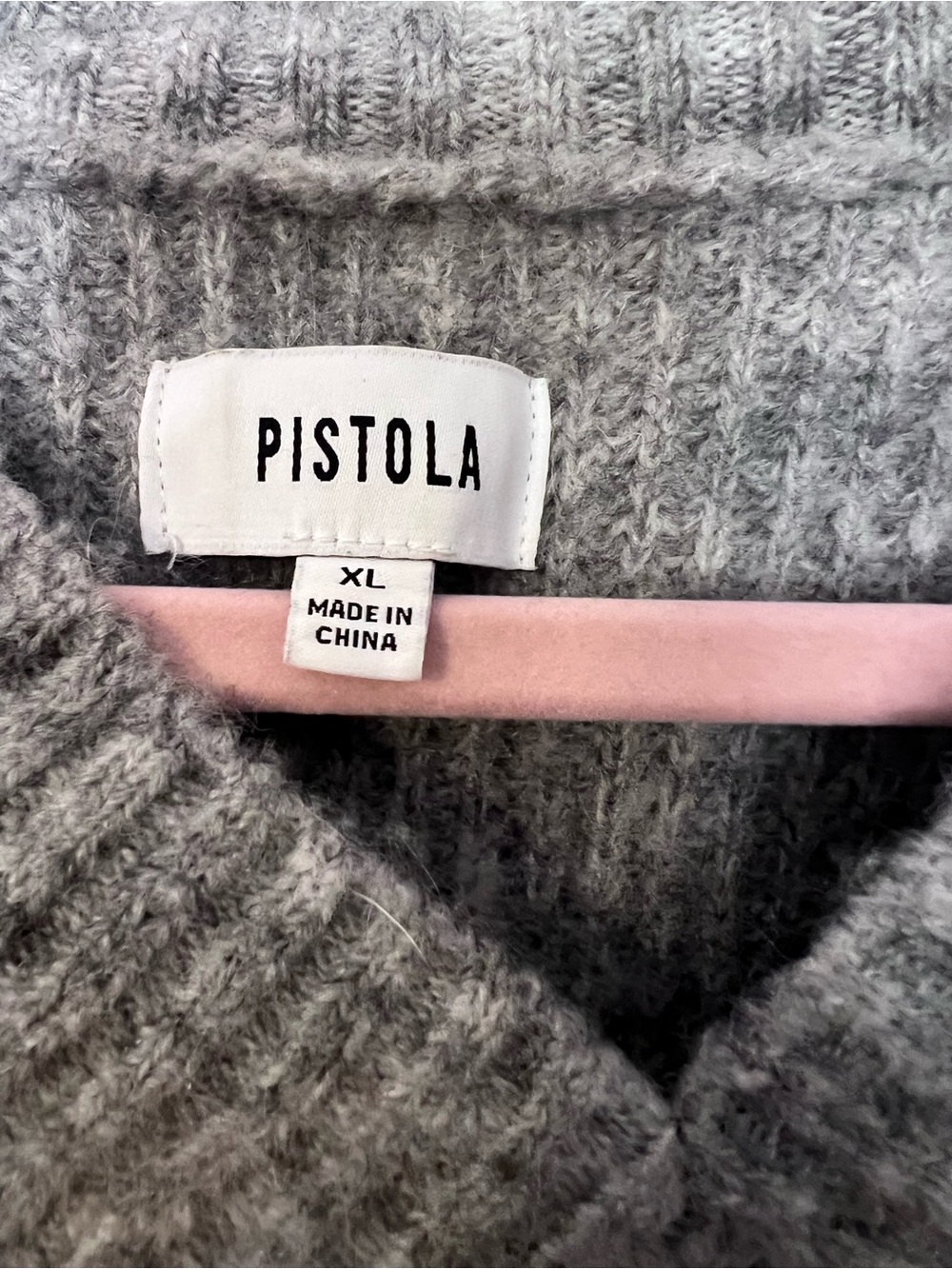 #454 Pistola XL Gray Marled Chunky Knit V-Neck Sweater Oversized Cozy Pullover - Picture 3 of 3